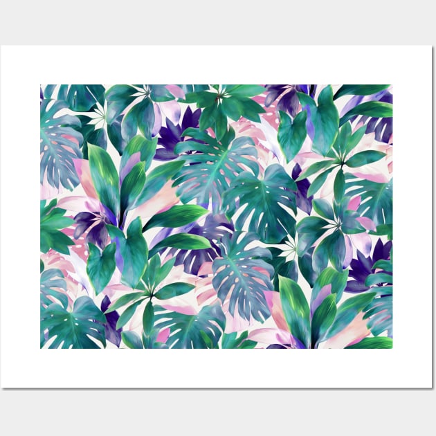 Pastel Summer Tropical Emerald Jungle Wall Art by micklyn